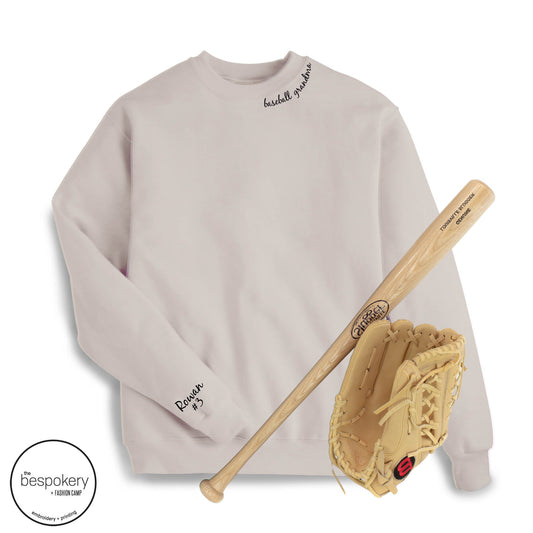 "collar baseball grandma" CUSTOM sleeve - Sand Sweatshirt