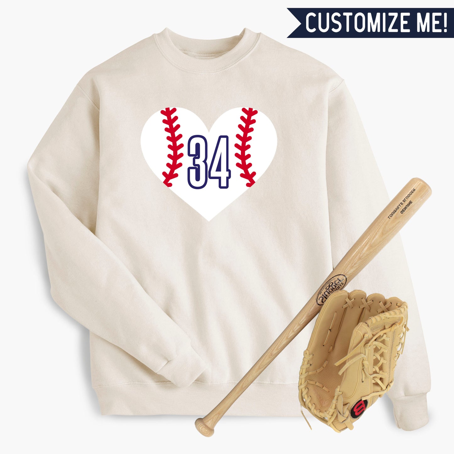 Baseball Heart CUSTOM number Sweatshirt