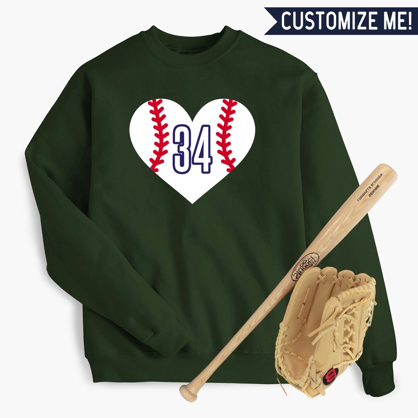 Baseball Heart CUSTOM number Sweatshirt