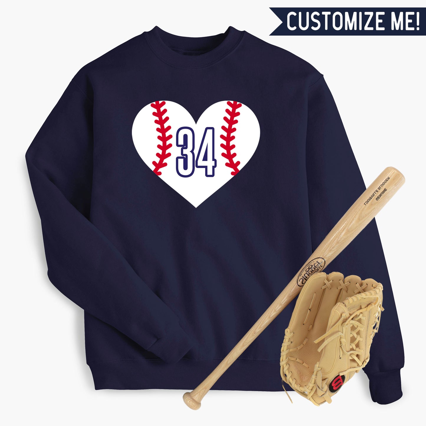 Baseball Heart CUSTOM number Sweatshirt