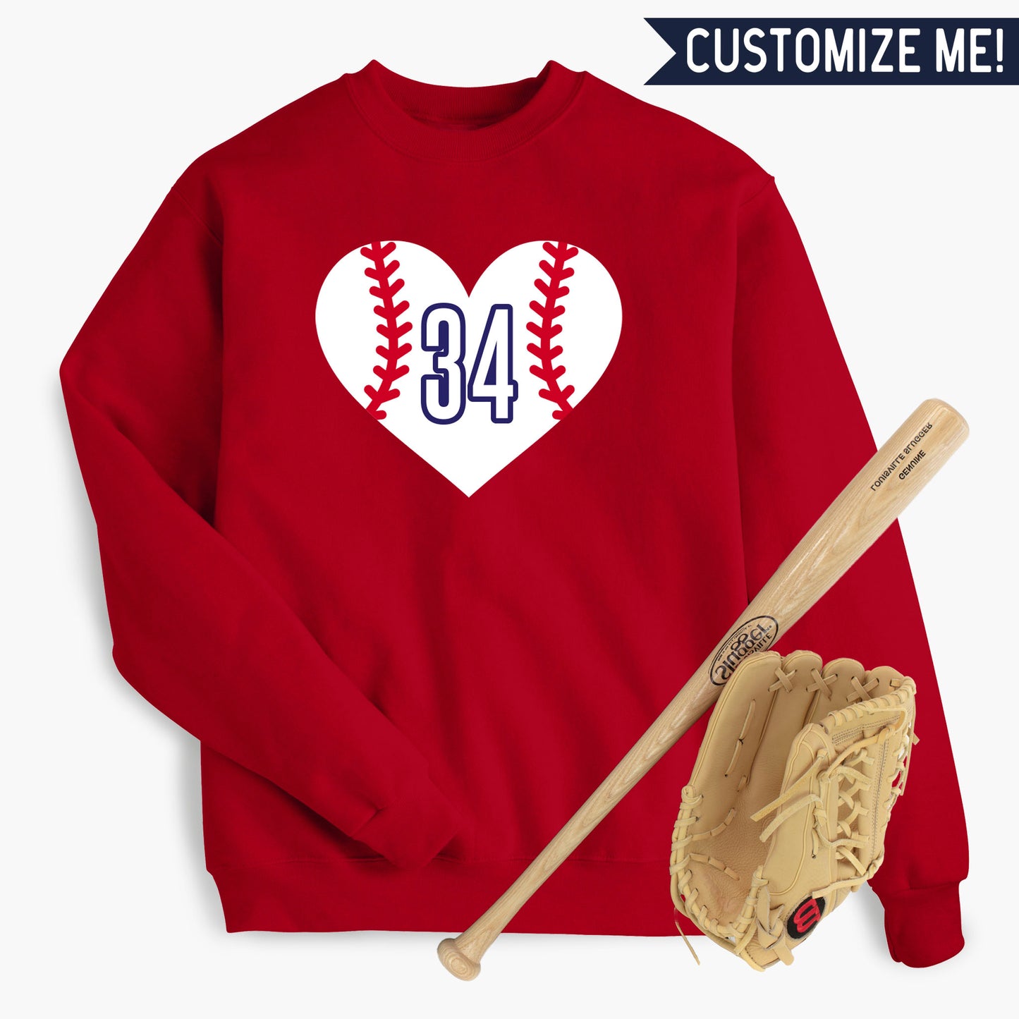 Baseball Heart CUSTOM number Sweatshirt