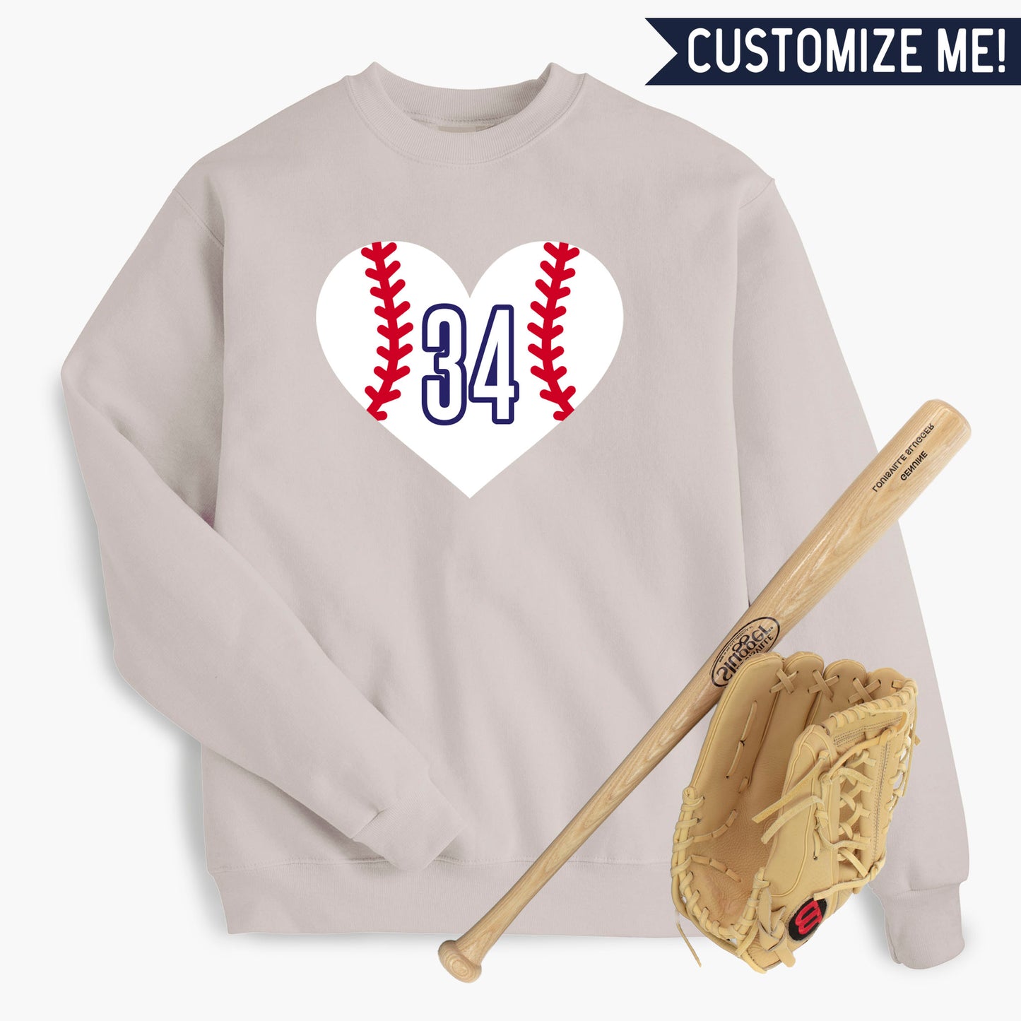 Baseball Heart CUSTOM number Sweatshirt