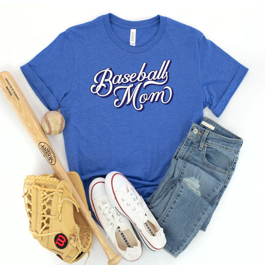 "Baseball Mom" Yankees script - Heather Royal T-shirt