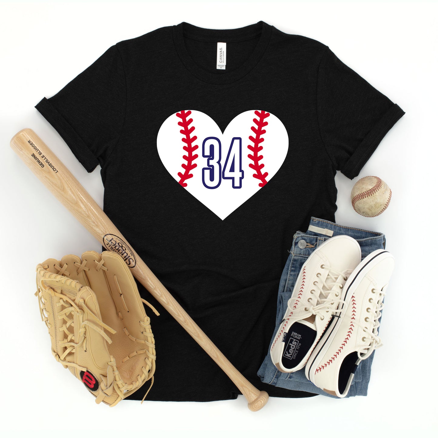 Baseball Heart CUSTOM number T-shirt