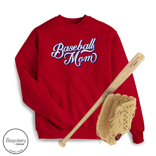 "Baseball Mom" Yankees script - Red Sweatshirt