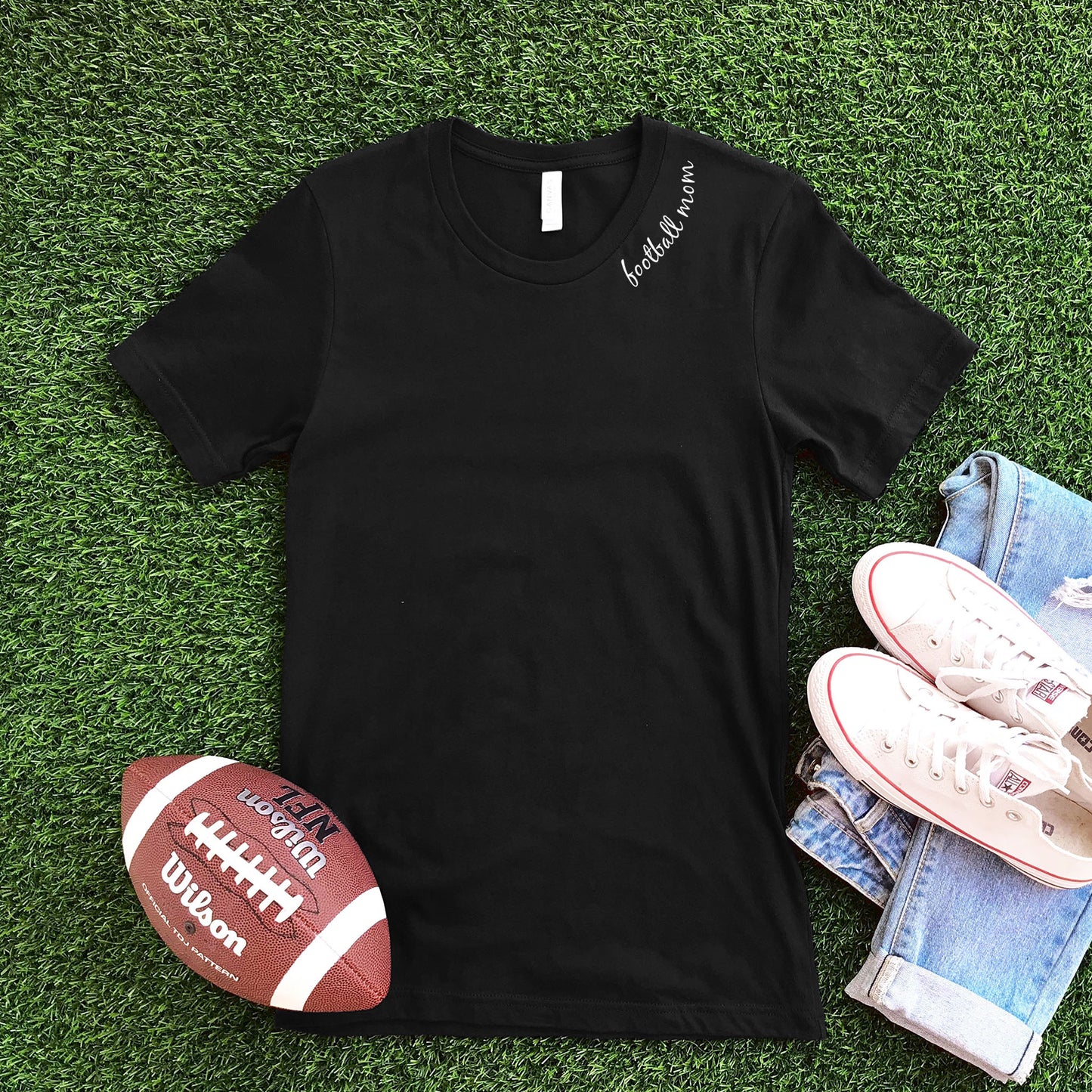 Collar Football Mom + CUSTOM sleeve T-shirt