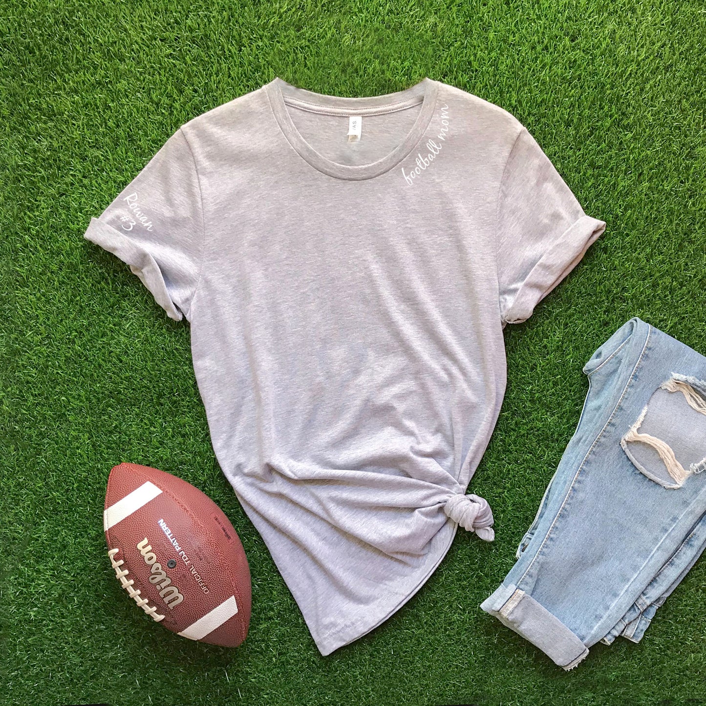 Collar Football Mom + CUSTOM sleeve T-shirt