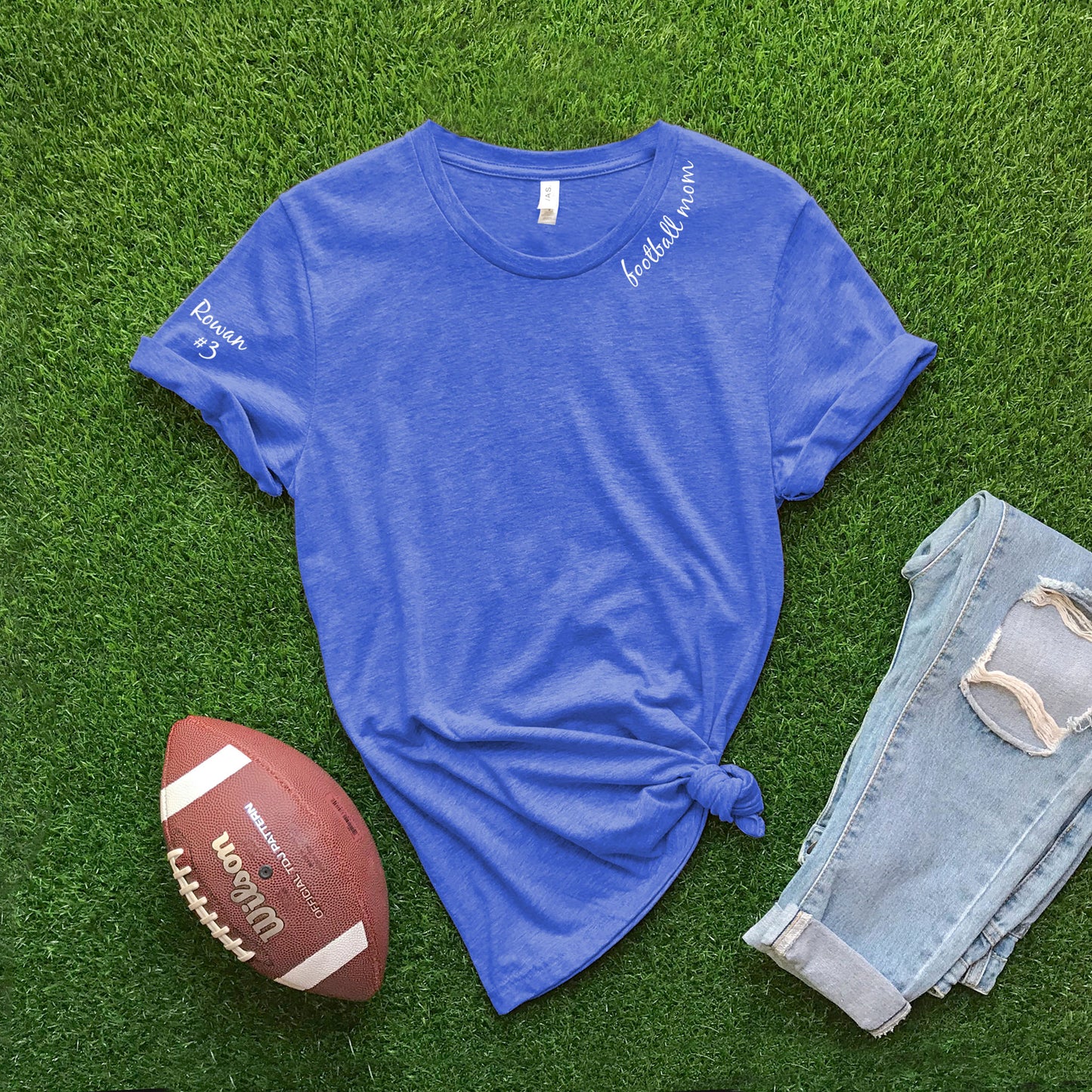 Collar Football Mom + CUSTOM sleeve T-shirt