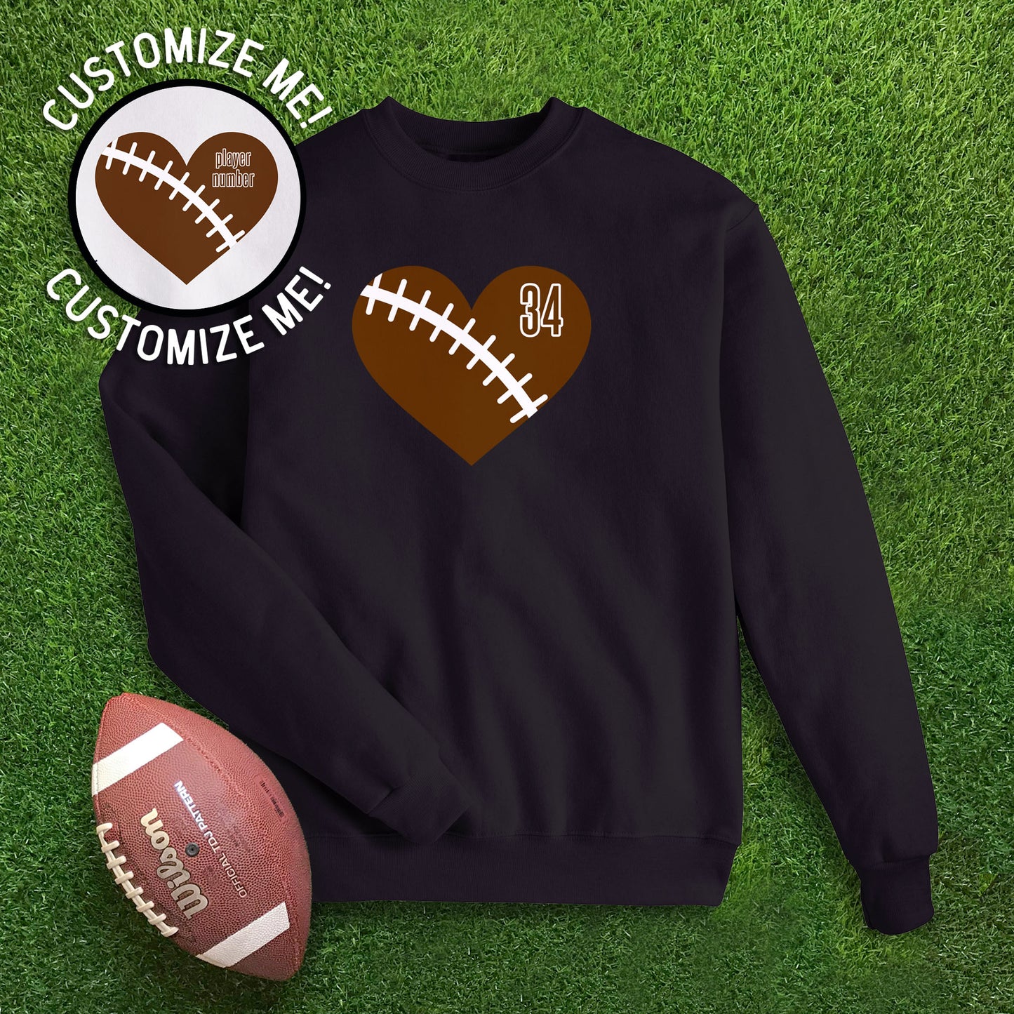 Heart Football CUSTOM Sweatshirt