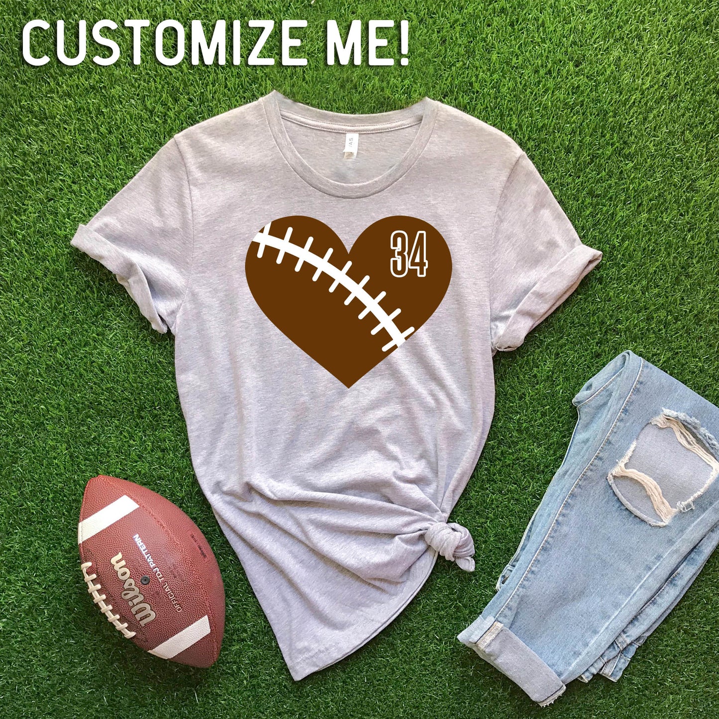 Heart Football CUSTOM T-shirt