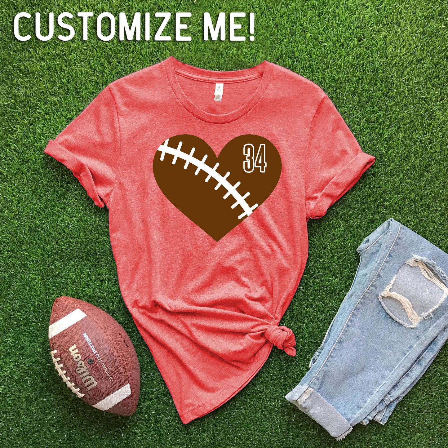 Heart Football CUSTOM T-shirt