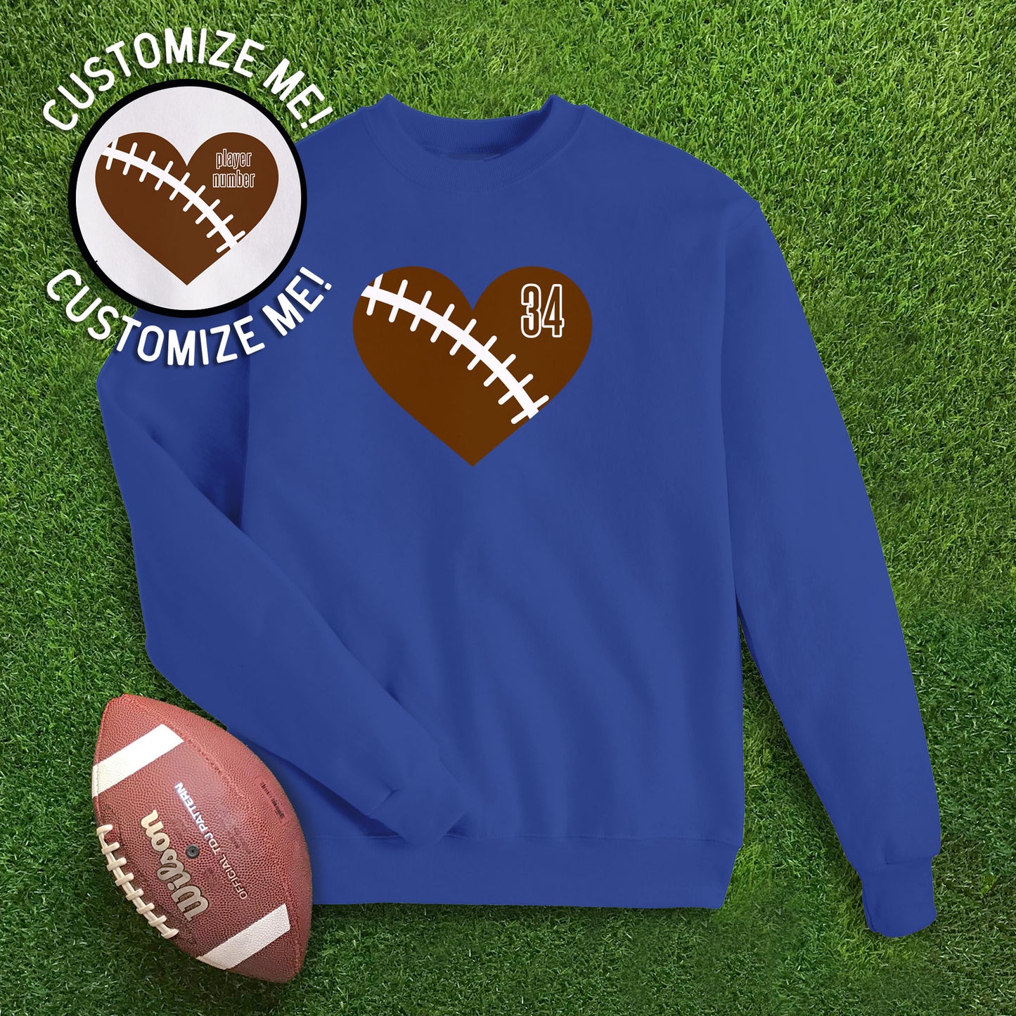 Heart Football CUSTOM Sweatshirt