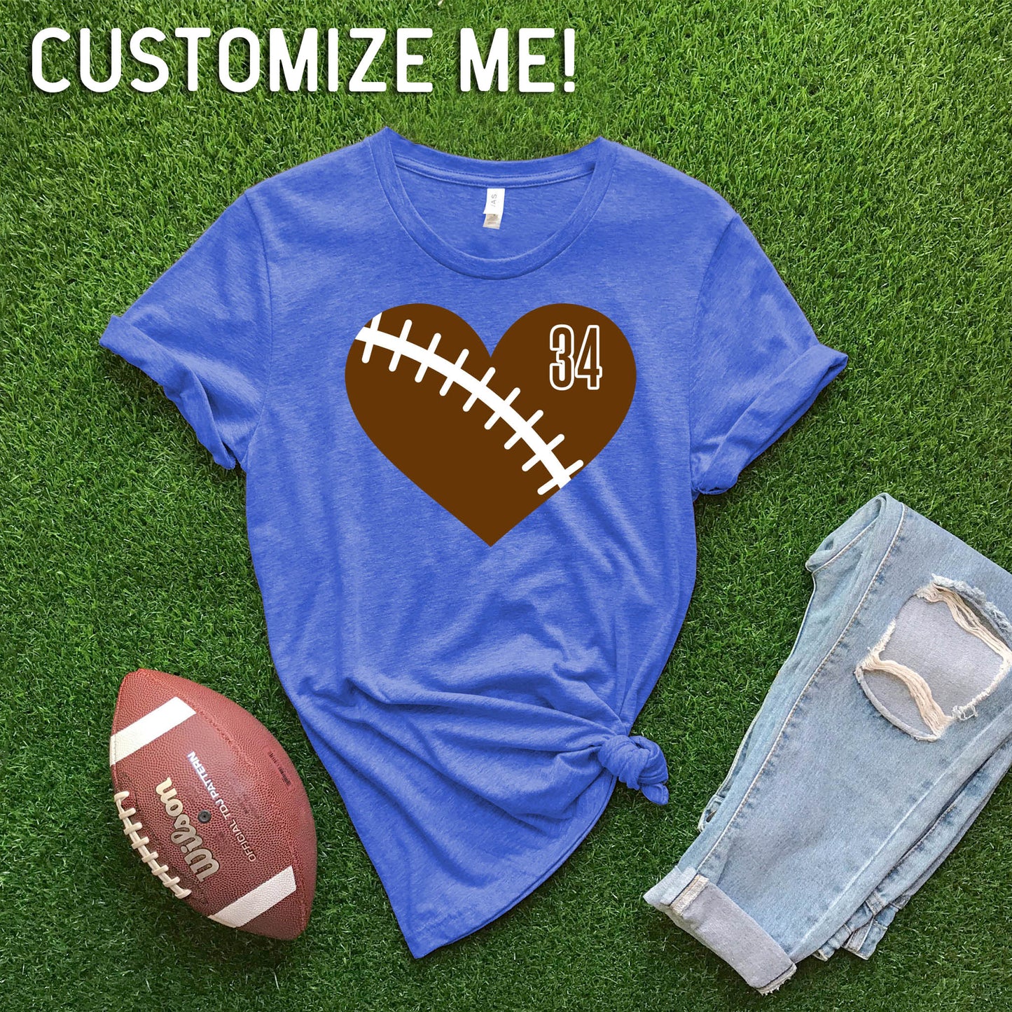 Heart Football CUSTOM T-shirt