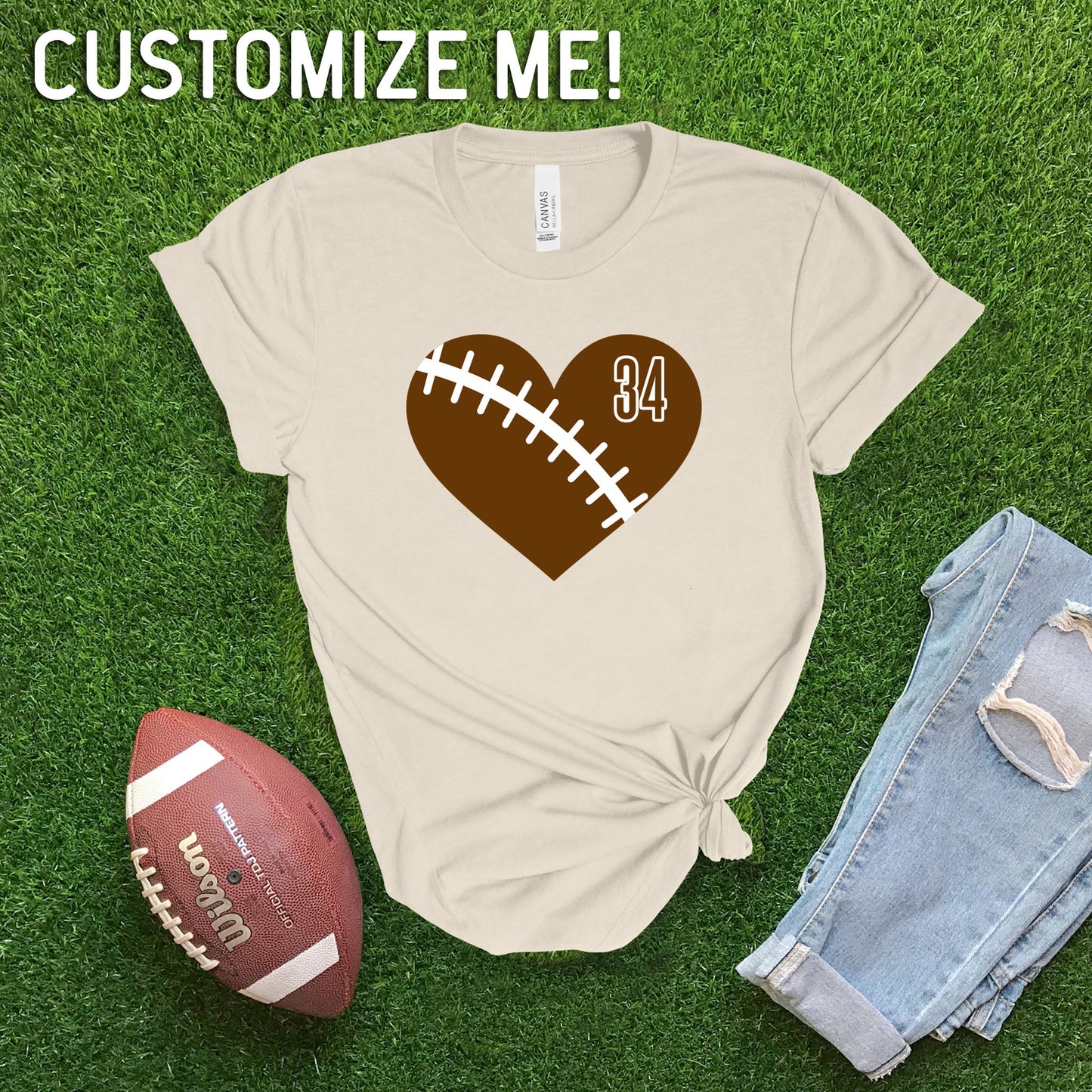Heart Football CUSTOM T-shirt