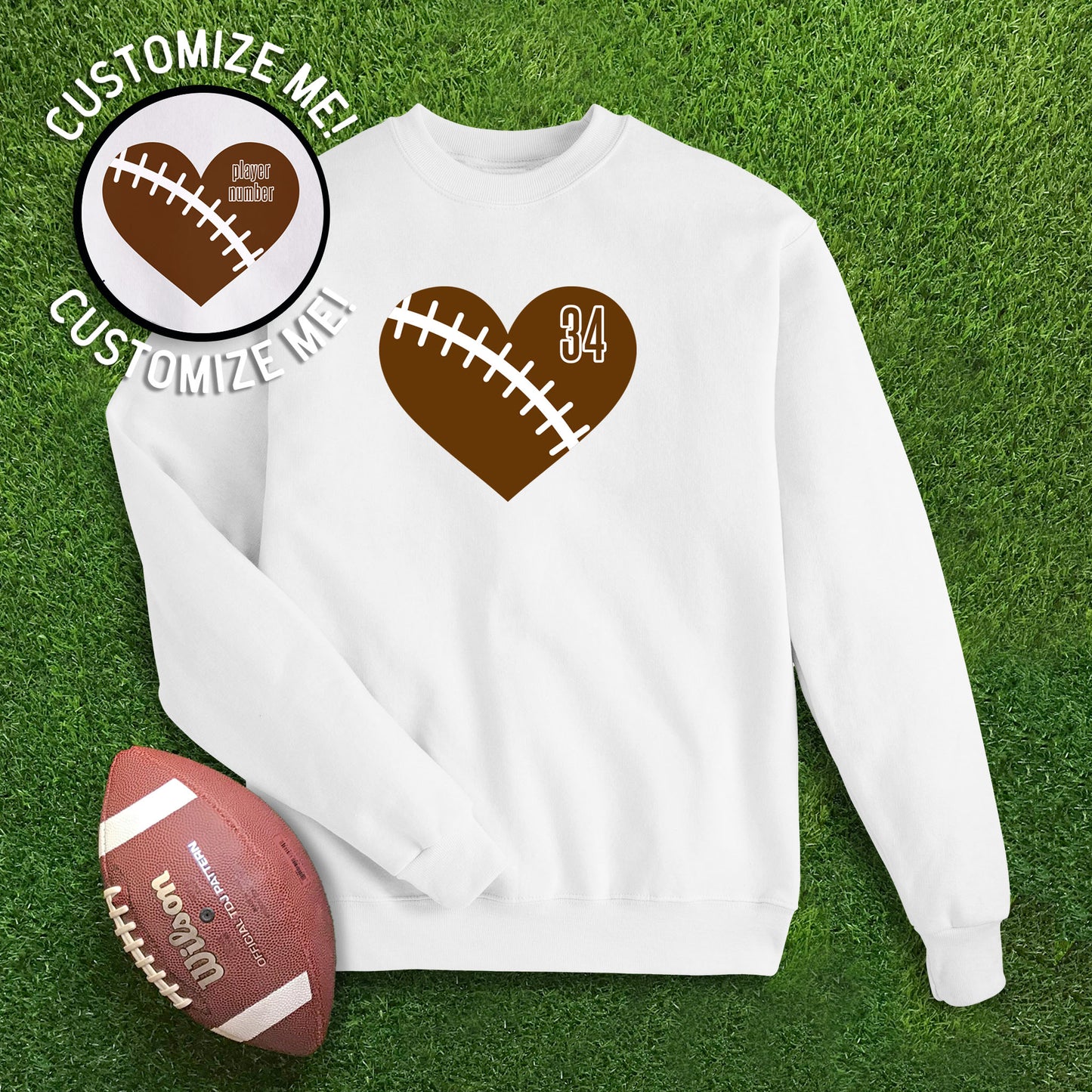 Heart Football CUSTOM Sweatshirt