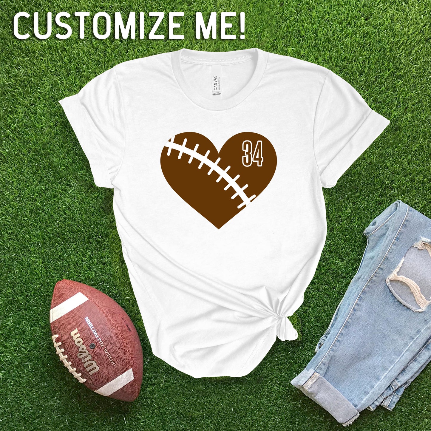 Heart Football CUSTOM T-shirt