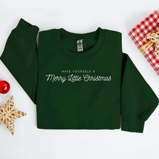 "Merry Little Christmas" - Forest Green Sweatshirt (Adult Only)