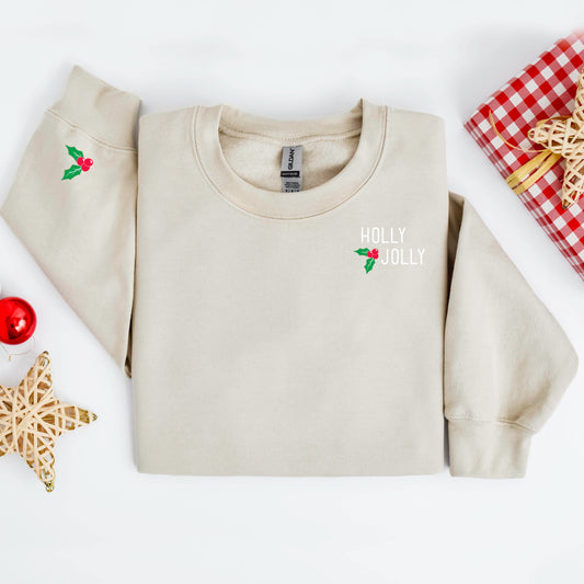 "Holly Jolly" - Sand Sweatshirt (Adult Only)