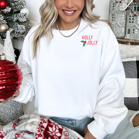 "Holly Jolly" - White Sweatshirt