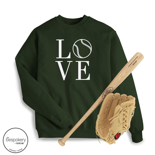 "Love Baseball" - Forest Green Sweatshirt (Adult Only)