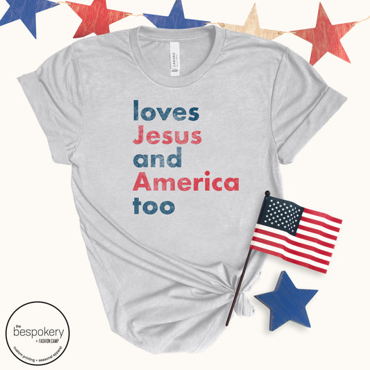 "Loves Jesus" - Heather Grey T-shirt