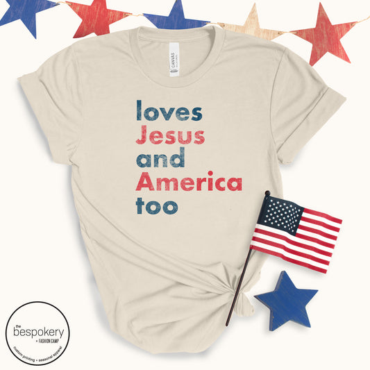 "Loves Jesus" - Sand T-shirt