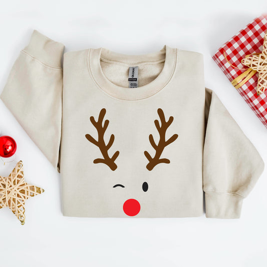 "Minimal Reindeer" - Sand Sweatshirt (Adult Only)