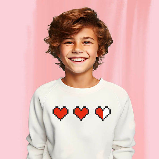 "Gamer Hearts" - White Sweatshirt (Youth Only)