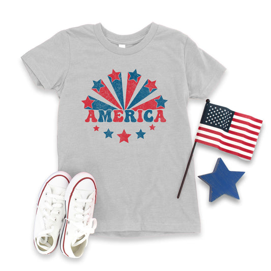 Retro "America" - Heather Grey T-shirt (Youth Only)