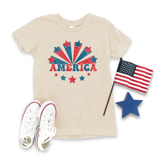 Retro "America" - Sand T-shirt (Youth Only)