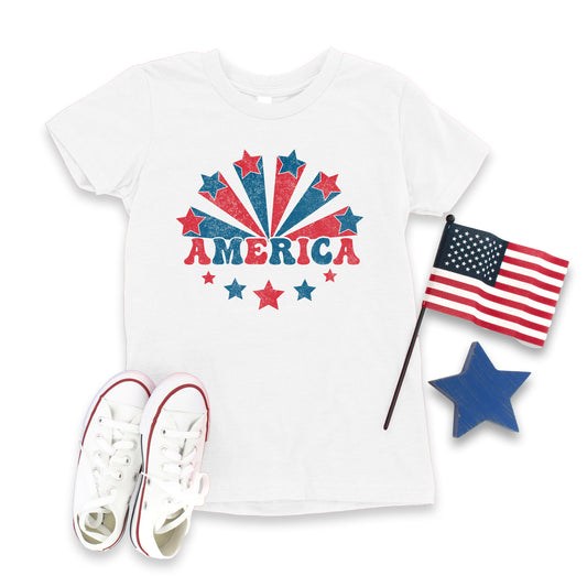Retro "America" - White T-shirt (Youth Only)