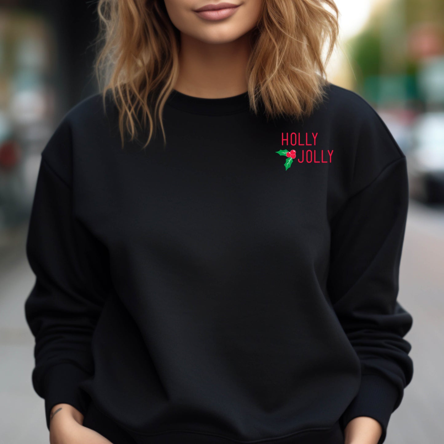Holly Jolly Sweatshirt- Black (Adult Only)