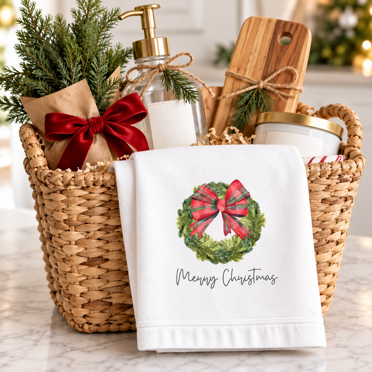 Merry Wreath Holiday Kitchen Towel
