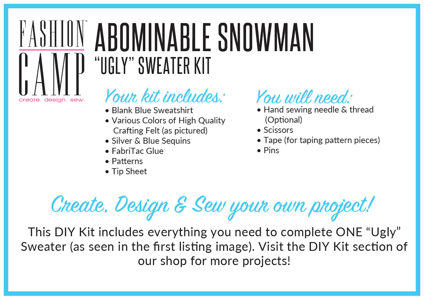 DIY Kit Ugly Christmas Sweater | Abominable Snowman "Ugly" Holiday Sweater