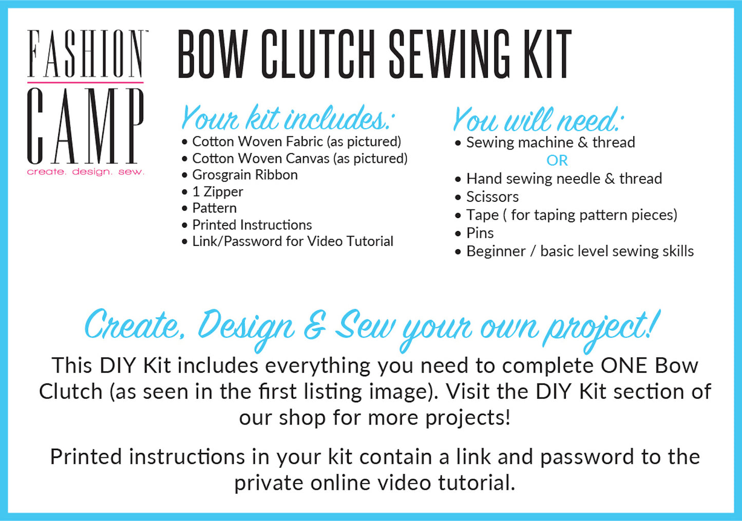 DIY Bow Clutch Sewing Kit & Video Tutorial