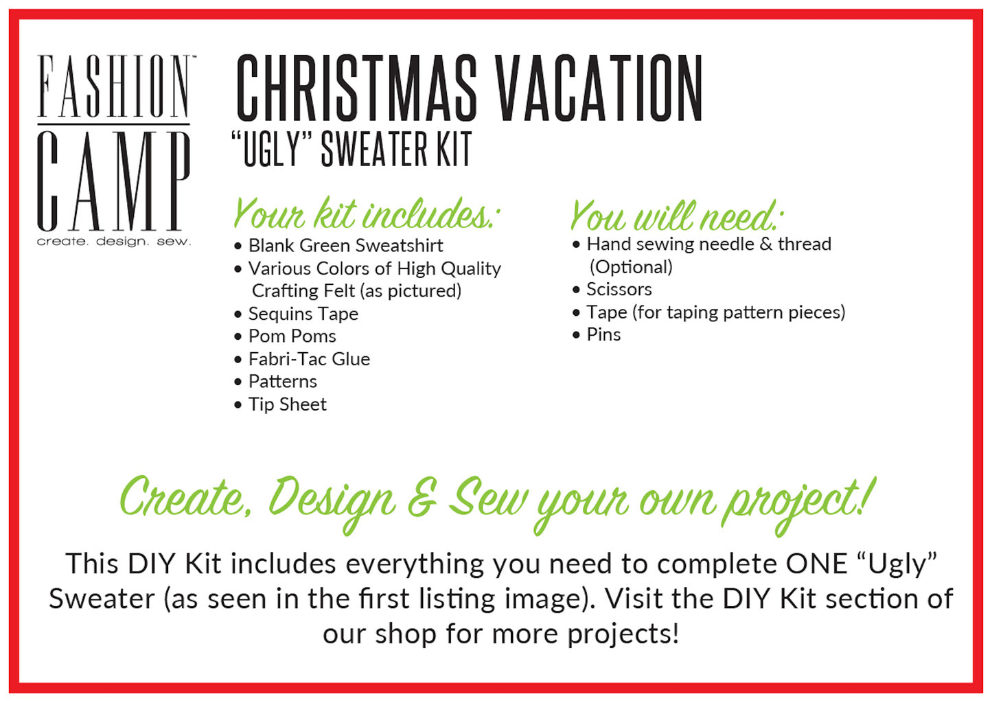 DIY Kit Ugly Christmas Sweater | Christmas Vacation "Ugly" Holiday Sweater