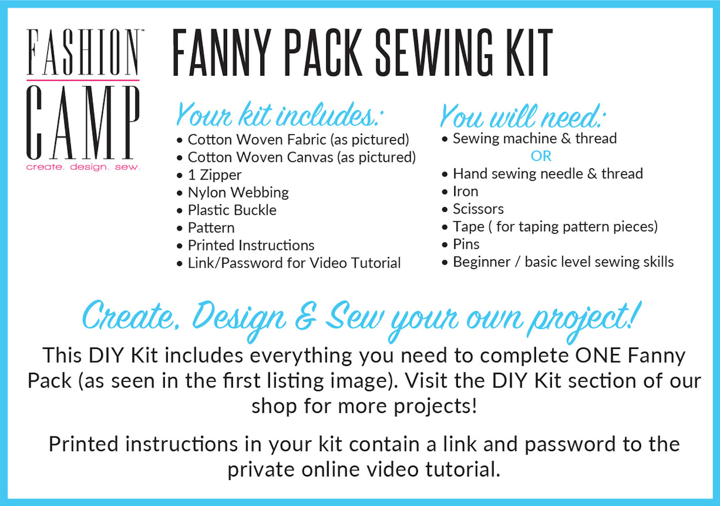 DIY Fanny Pack Sewing Kit & Video Tutorial