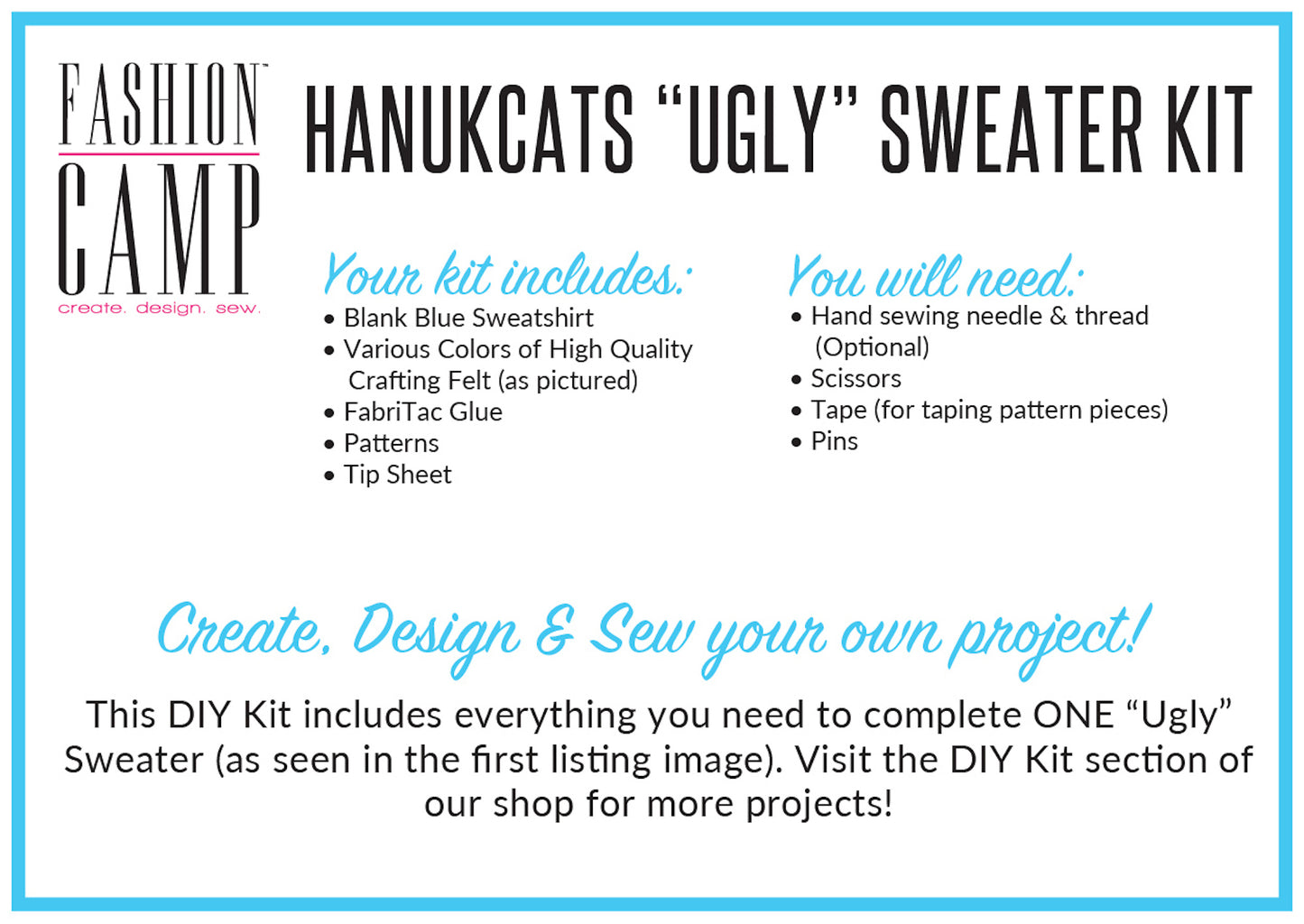 DIY Kit Ugly Hanukkah Sweater | Hanukcats "Ugly" Holiday Sweater