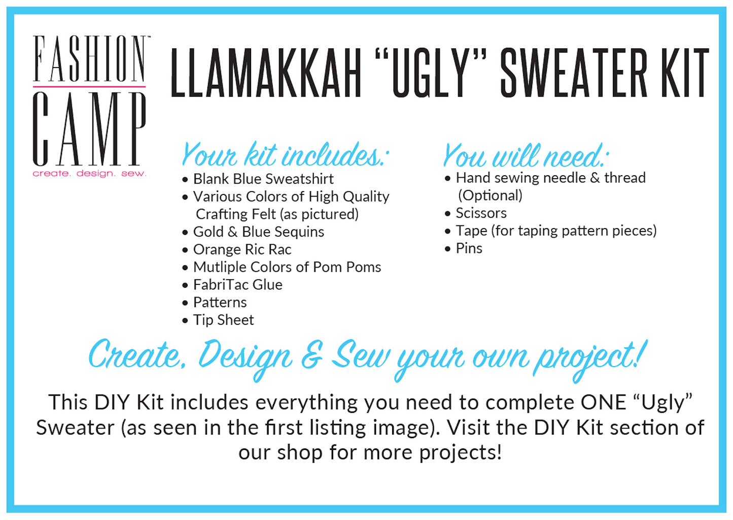 DIY Kit Ugly Hanukkah Sweater | Llamakkah "Ugly" Holiday Sweater