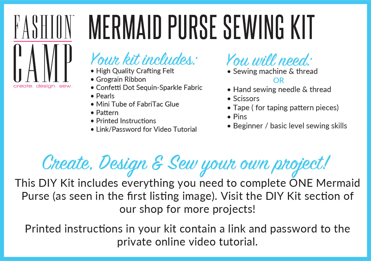 DIY Mermaid Purse Sewing Kit & Video Tutorial