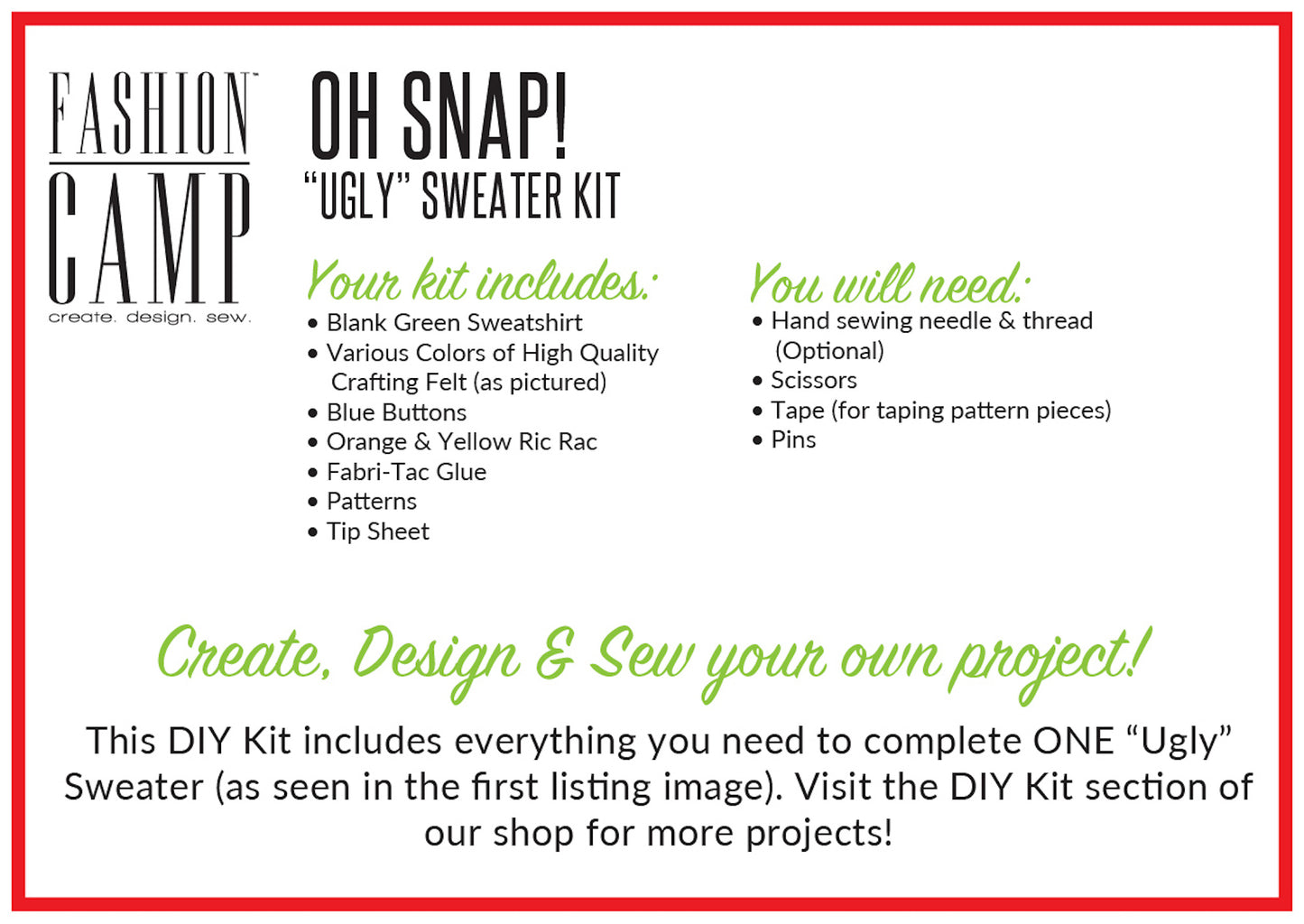 DIY Kit Ugly Christmas Sweater | Oh Snap "Ugly" Holiday Sweater