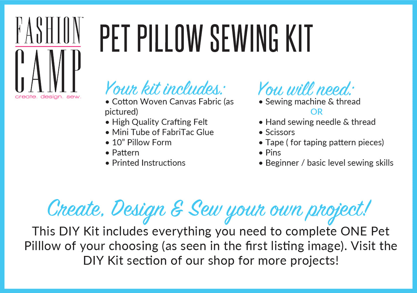 DIY Mini Pet Pillow Sewing Kit - Bunny, Cat, Puppy
