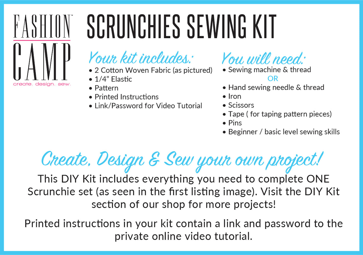 DIY Scrunchie Sewing Kit & Video Tutorial