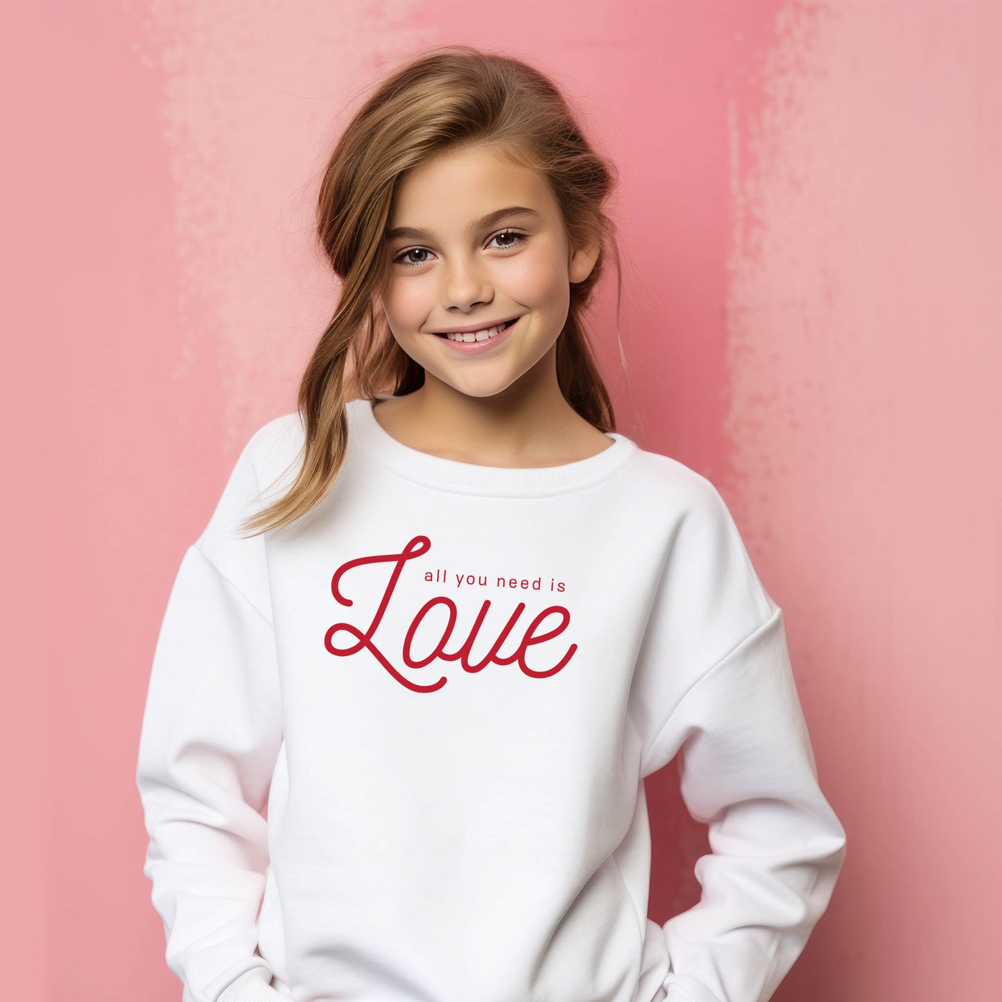 "All You Need Is Love" Sweatshirt- White (Youth + Adult)