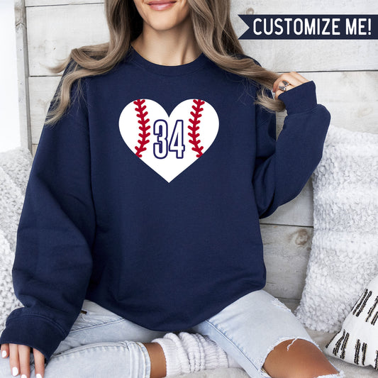 Baseball Heart CUSTOM number Sweatshirt