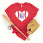 Baseball Heart CUSTOM number T-shirt