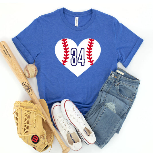 "Baseball Heart" CUSTOM number - Heather Royal T-shirt