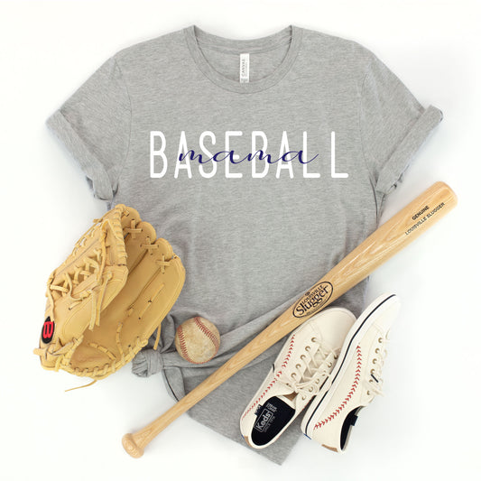 "Baseball mama" - Heather Grey T-shirt