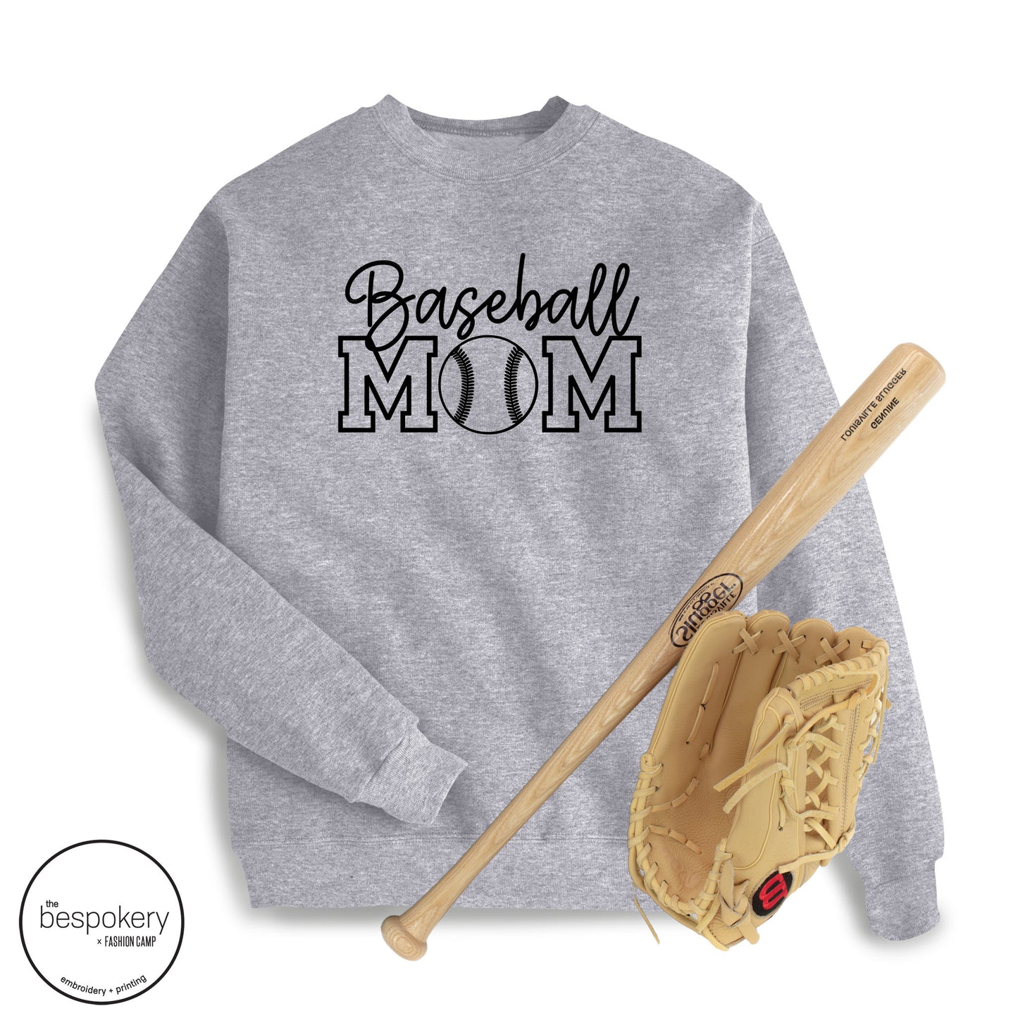 "Baseball MOM" Heather Grey Sweatshirt - (Adult Only)
