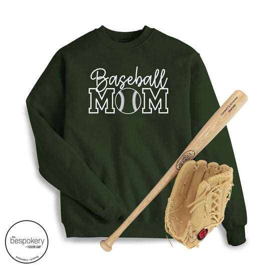 "Baseball MOM" - Forest Green Sweatshirt